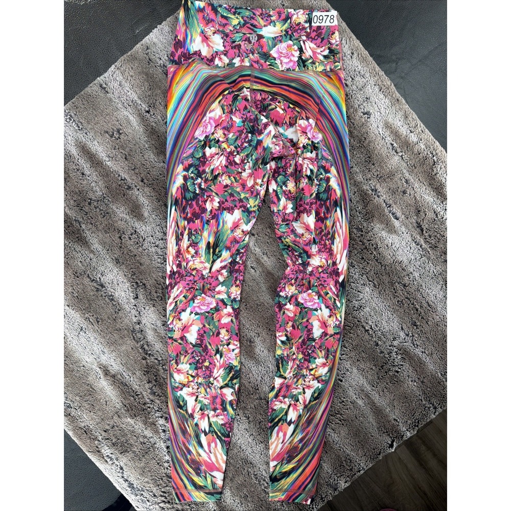 Lululemon Wunder Under Leggings Womens 6 Floral Spectrum Rainbow HR 27" HTF - Picture 5 of 10
